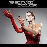 Senjo Color ® Zestaw farb Airbrush (do twarzy i ciała), testowane dermatologicznie kolory 6 x 250ml, kolory: czarny, biały, czerwony, żółty i niebieski