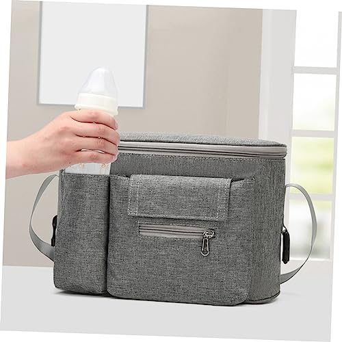 Bolso pañalera multifuncional gris claro miniatura 5