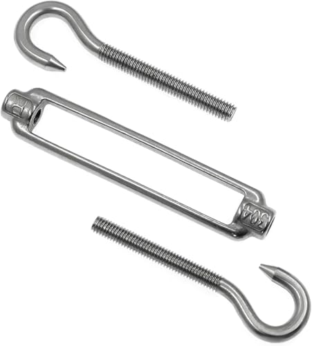 Turnbuckle Wire Tensioner, 6 piezas M6 Acero Inoxidable 304 Gancho y Tensores Ajustables para Cable para Plantas Trepadoras Kit de Tensor (M6 0j) miniatura 5