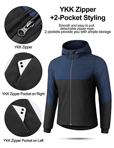KUTOOK Men's Hooded Softshell Cycling Jacket Thermal Fleece Windbreaker Windproof Warm Jacket Outdoor Hiking3