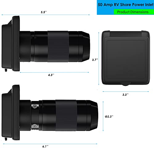 Veepeak 50 Amp Shore Power Inlet Nema Ss2-50P 125V/250V Twist Locking Power Plug Rv Outlet Receptacle For Marine Boat Trailer Camper Shed, Etl Listed #TOP1