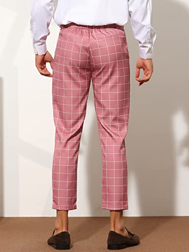 Lars Amadeus Plaid Dress Pants for Men's Cropped Ankle Length Business Trousers3