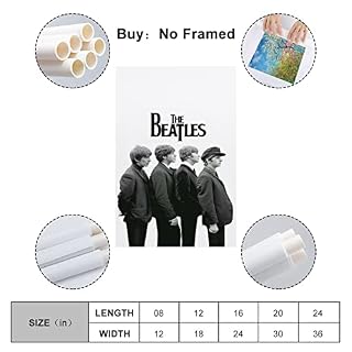 JMUNG Poster décoratif sur toile The Beatles Musique en noir et blanc, 30 x 45 cm - Les Beatles, Paul McCartney, John Lennon, RIngo Starr, George Harrison JMUNG Poster décoratif sur toile The Beatles Musique en noir et blanc, 30 x 45 cm – Image 2