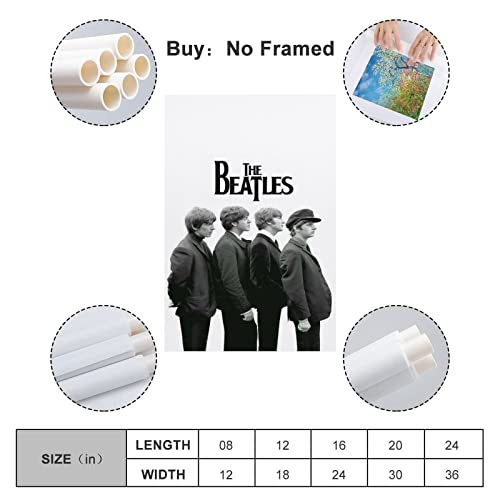 JMUNG Poster décoratif sur toile The Beatles Musique en noir et blanc, 30 x 45 cm - Les Beatles, Paul McCartney, John Lennon, RIngo Starr, George Harrison JMUNG Poster décoratif sur toile The Beatles Musique en noir et blanc, 30 x 45 cm – Image 3