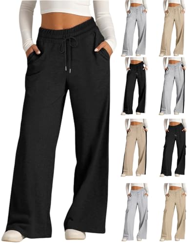 Wide Leg Sweatpants Women Baggy Lounge Joggers with Pockets Petite Low Rise Palazzo Track Pant Loose Fit Trousers