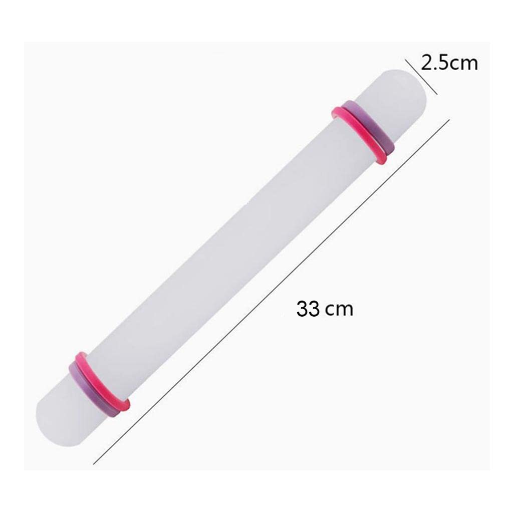 Juego de 5 rodillos antiadherentes para decoración de fondant, pasteles, masa de 33 cm, color blanco