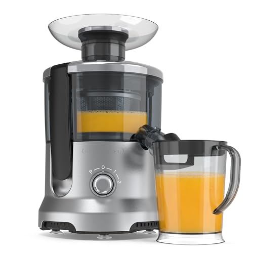 Image of OLIXIS Centrifugal Juicer Machines, 500W Juice Extractor with 2" Feed Chute and Pallet for Vegetable and Fruit, Electric Juicer with 3 Speed Quick Juicing, Easy to Clean, BPA-Free, Silver