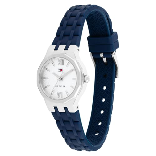 Image of Tommy Hilfiger Mackenzie with Silver Dial Navy Silicone Strap Watch for Women - TH1782885
