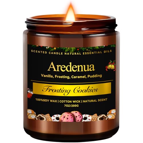 Christmas Candle | Frosting Cookies Candles - Christmas Scented Holiday Candle, Winter Holiday Gifts, Soy Candles Home Scented, Xmas Gift for Women an