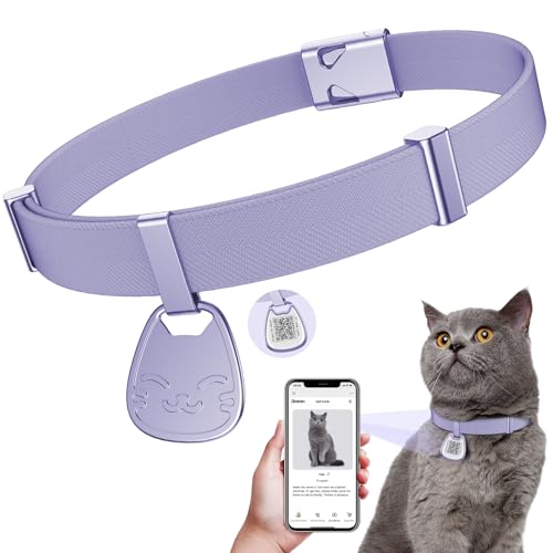 Cat Collar with QR Code Name Tag, Breakaway Kitten Collar for Boy & Girl Cats, Ultra Soft Elastic Adjustable Band, Safety Break Away Buckle, Comfortable & Secure Pet ID Collar (6