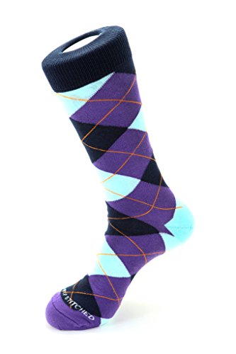 Men's Traditional Argyle Size 8 to 12 Purple/Light Blue