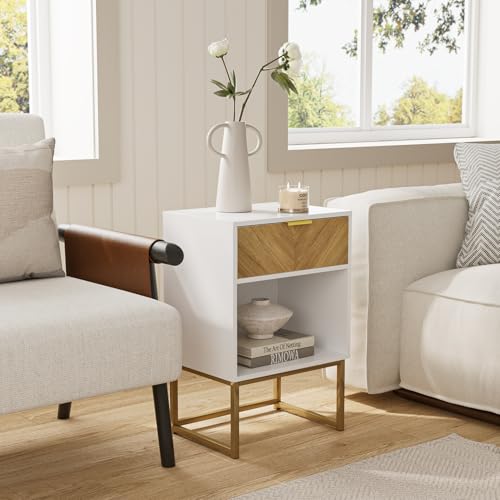 Image of Masupu Extra Large Nightstand,Boho Night Stand Modern Farmhouse Wood Bedside Table with Storage Drawer,Side End Table for Bedroom,Living Room,Office White