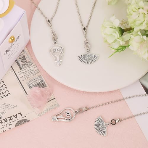 Image of GLOBLELAND 4PCS Platinum Ceiling Fan Pull Chain Ceiling Fan Danglers with Decorative Fan and Bulb Beaded Ball Chain Extenders for Home Decoration