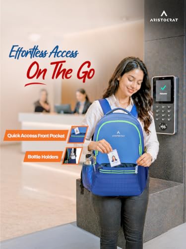 Image of Aristocrat Chip 15.6 inch Compatible Laptop Backpack 32L | 2 Compartments with Quick-Access Front Pocket | Tablet Sleeve, Rain Cover & Bottle Holders | Office & Casual Backpack for Men & Women