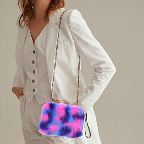 KESYOO Bolsa Feminina de Inverno Fuzzy Com Corrente Em Pele SintÃ©tica Macia Grande Balde Grande Bol