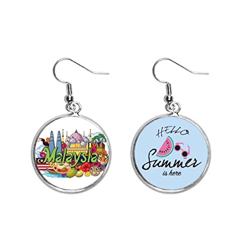 Pendientes de sandía estilo graffiti Twinstower Malasia de verano para lóbulo