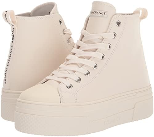 A|X Armani Exchange Women's High Top Lace Up Sneaker, White, 5 | Image 6