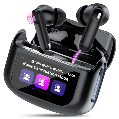 Wireless Earbuds, Bluetooth 5.4 Headphones with Multifunctional Touch Screen, 48H Bass Stereo Ear buds with ANC/ENC Noise Cancelling/Transparency mode, IPX7 Earphones with 5 EQ Modes for iOS Android