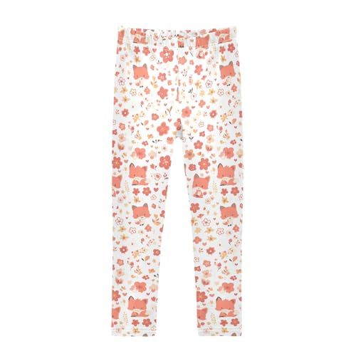 KLL Cute Fox Pattern Foxy Endless Girls Basic Leggings Stretchy Full Length Activewear Exercise