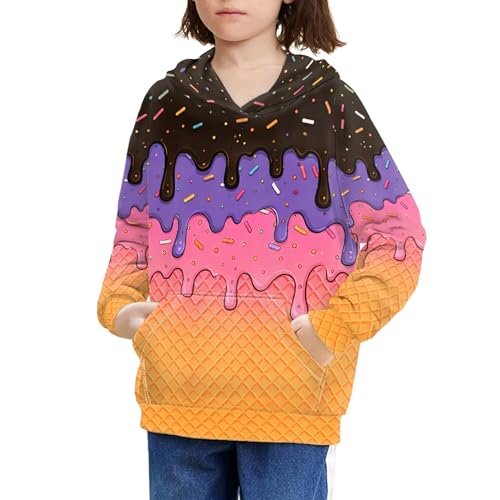 Image of Coloranimal Unisex Girls and Boys Long Sleeve Hoodies Hoody Athletic Pullover Sweatshirts Tops Age 6-16year