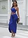 HUUSA Women's Sexy Sleeveless Crewneck Party Tank Dress Elegant Ruched Empire Waist 2 Piece Soft Slit Maxi Formal Skirt Dresses Royal Blue L
