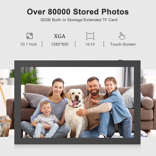 Image of 10.1-inch Digital Picture Frame WiFi-Photo-Frame - 16GB Smart Frame, IPS Touch Screen, Auto-Rotate, Slideshow, Load Photo Video from Phone to Digital Frame Via App Email, Free Cloud, Gifts for Mom Dad