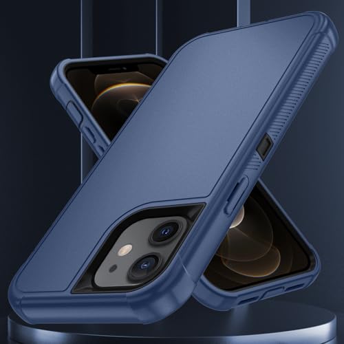 Image of SunStory Compatible with iPhone 12 /12 Pro Case with HD Screen Protector, 3-Layer Heavy Duty Full-Body Cover,3 in 1 Hybrid Protective Case for iPhone 12 /12 Pro 6.1 inch,Blue
