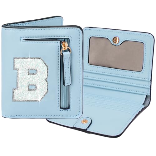 Image of Birthday Gifts for Teen Girl Kids Wallet Girl Wallets Small Initial Rfid Wallet Teen Girls Gift Preppy Stuff for Girls Blue B