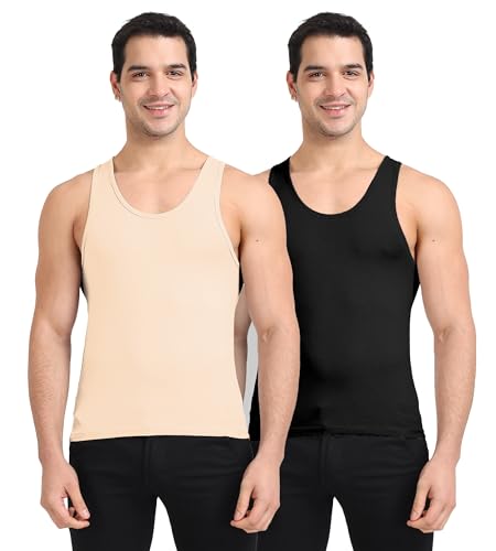 Image of Freecultr Cotton Vest for Men Sleeveless Lightweight Solid Round Neck Comfort Vest | Ultra-Soft Breathable Innerwear Sando for Gym, Sports, Workout, and Everyday Wear | Regular Fit and Durable Design