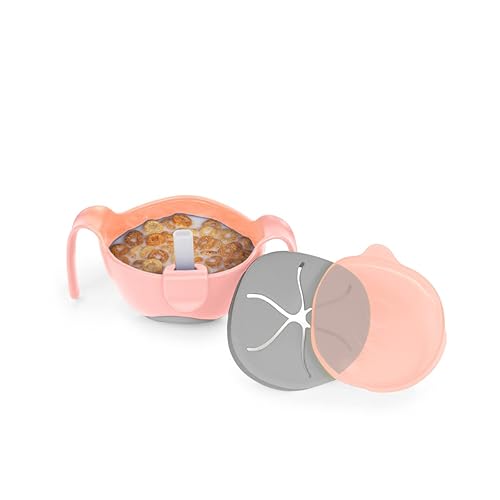 b.box Cuenco 3 en 1 para niños pequeños, incluye popote, tapa e inserto de aperitivo sin derrames, apto para lavavajillas y microondas, sin BPA, a