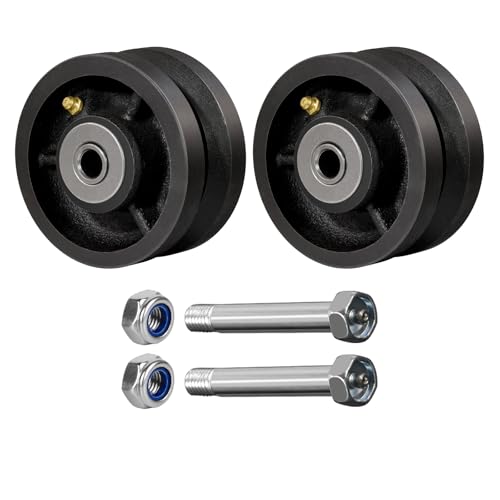 Image of 4 inch x 2 inch V-Groove Steel Wheel, 7 /8 inch Wide 90 Groove Fits 1 inch Angle Iron Track, Heavy Duty Industrial Track Wheel with Relief Groove, High Load Capacity(2 Pack)