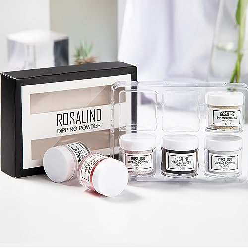 RoseFlower Dipping Powder Nails Kit, 6 Farben Nude Dip Nails Powder Starter Kit – 3 Wochen lang Strahlend Glänzend