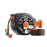 Gartenschlauch Aufroller,20M Wandschlauchbox,Automatische Schlauchtrommel 10 Einstellbare Schlauchaufrollmodi,180° Schwenkbar, Automatische Verriegelung Und Aufrollfunktion