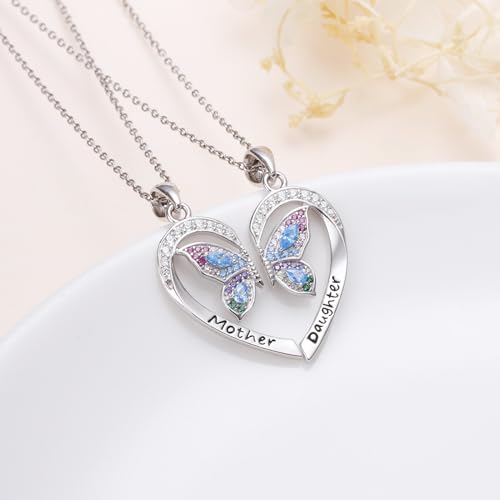Alphm S925 Sterling Silver Mother Daughter Sisters Family Necklaces for 2 Matching Heart Jewelry for Mom Big Sis Little Sis3