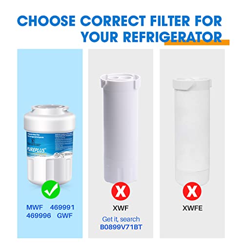 Pureplus Mwf Water Filter Replacement For Ge Smartwater, Hdx Fmg-1, Mwfp, Mwfa, Pl-100, Wfc1201, Rwf0600A, Pc75009, Rwf1060, 197D6321P006, Gse25Gshecss, Kenmore 469991 Refrigerator Cartridge, 4Pack #TOP1