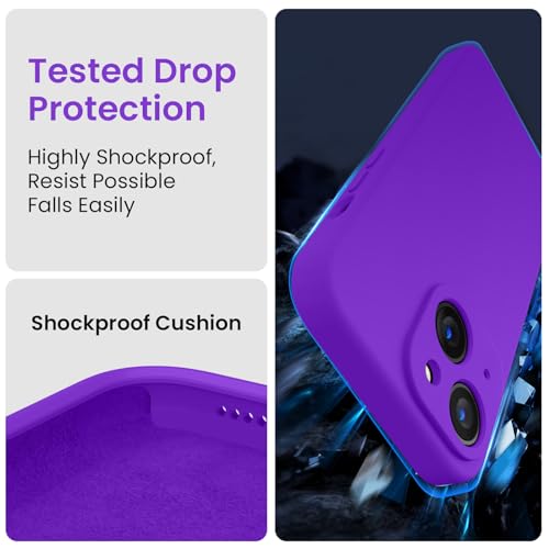 Image of FireNova Designed for iPhone 14 Case, Silicone Upgraded [Camera Protection] Phone Case, Soft Anti-Scratch Microfiber Lining Inside, 6.1 inch, Neon Purple