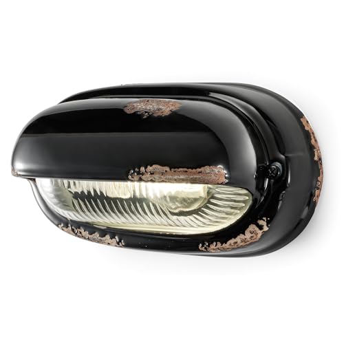 Applique avec paupiere horizontale retro noir ferroluce lampe murale vintage e27