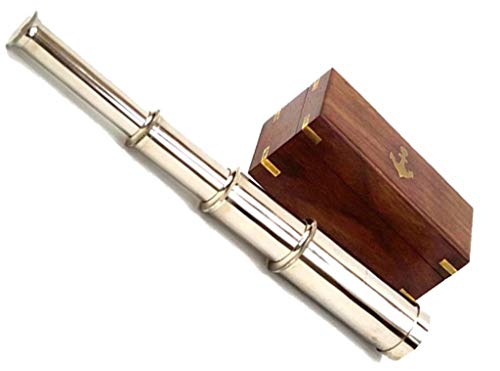 15' Brass Handheld Telescope with Wooden Box Nautical Style Collectable Rustic Vintage Home Decor...