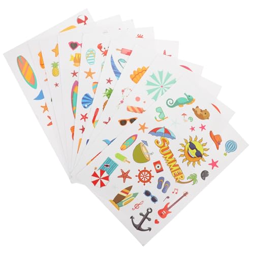 Alipis 9 Hojas Pegatinas Estáticas de Ventana Verano Decoración Piscina Fiesta Colores Adhesivo sin Vinilo para Hogar y Comercio