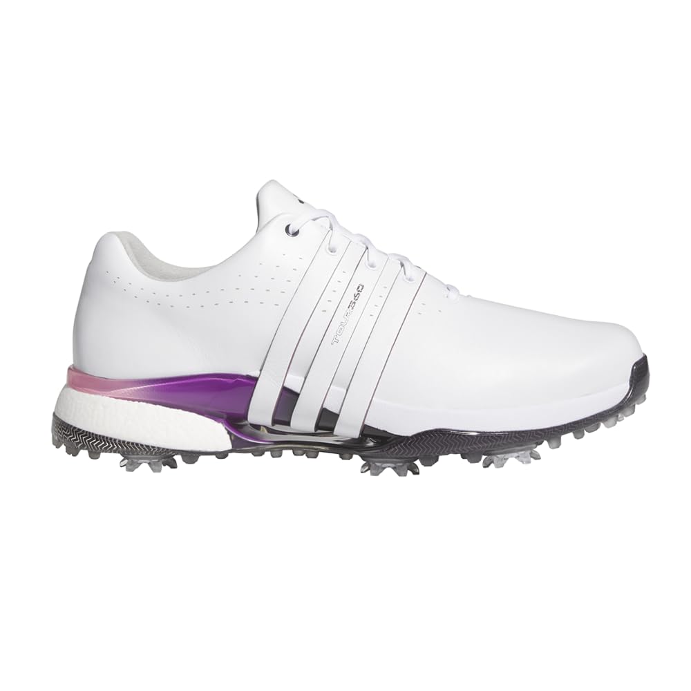 adidas Men's Tour360 24 Golf Shoe, Footwear White/Shadow Fig/Auro Black, 12