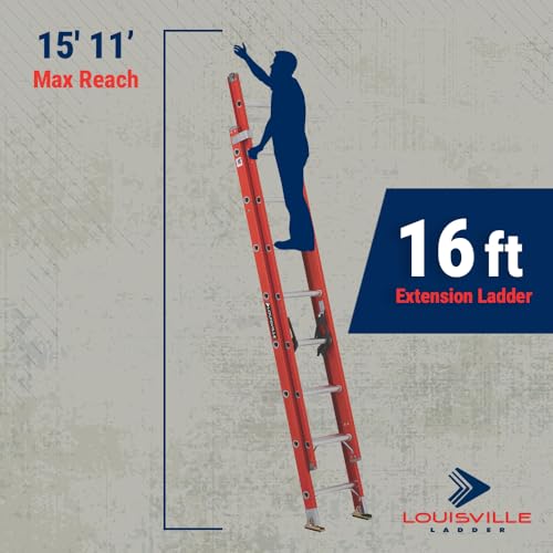 Louisville Ladder 16-foot Fiberglass Extension Ladder, 300-Pound Load Capacity, Type IA, FE3216 - Image 6