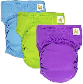Pet Magasin Reusable Female Dog Diapers Panties, 3 Pack, Blue Green & Purple