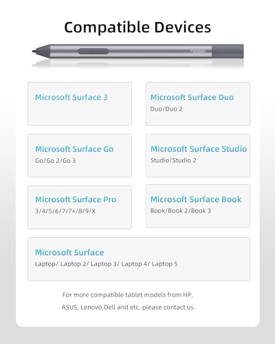 Metapen Styluspen M2 Biz voor Microsoft-oppervlak (4096 drukniveau, 180 dagen AAAA batterijduur), 2-in-1 knop Surface-pen voor Surface Pro X/9/8/7/6/5/4/3/Go 3/Studio 2/Book 3/Duo, ASUS VivoBook Flip