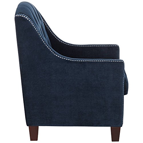 55 Downing Street Tivoli Bella Ink Blue Velvet Tufted Armchair #TOP3