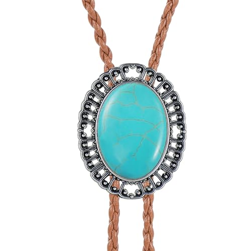 Image of GelConnie Native American Bolo Tie Rodeo Cowboy Leather Necktie Western Necklace Costume Accessories for Men,Women
