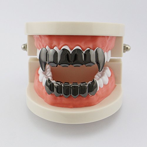 Juego de dientes grillz estilo vampiro plateado y dorado miniatura 5