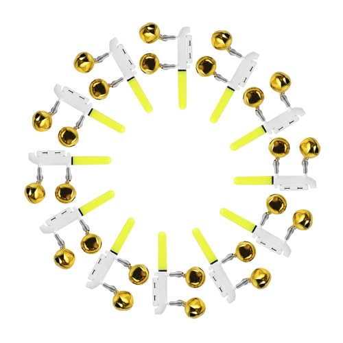 GAROZATION 12 Pièces Bâton Lumineux pour Pêche Nocturne avec Sonnette D'alarme LED, Haute Visibilité, Matériau Abs et Cuivre, Adapté à Toutes Conditions de Pêche et Pointe de Canne