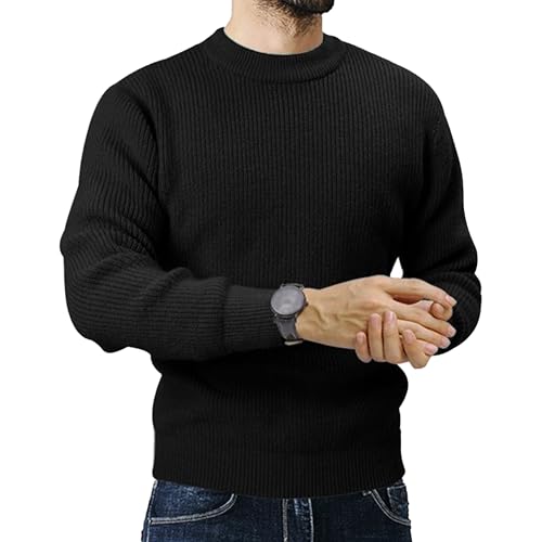 JEShifangjiusu Men's Cotton Crewneck Pullover Long Sleeve Slim Fit Sweater Lightweight Casual Fashion Knitted Sweaters