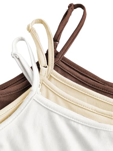 Image of SOLY HUX Girl's Tank Tops 3 Packs Cute Ruched Spaghetti Strap Camisole Slim Fit Undershirts