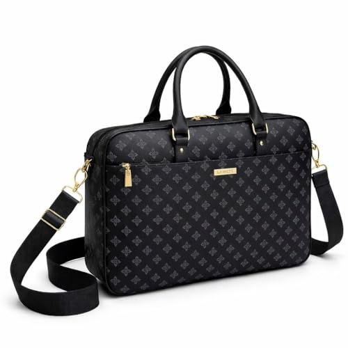Pasta Executiva Feminina Para Notebook 39cm Bolsa de Trabalho com Alça Transversal Removível e Zíper Duplo (Preta)